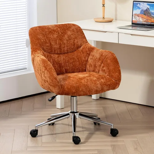 Miniatura 9 de Sillas de escritorio de oficina en casa, silla giratoria para computadora con ruedas, silla de tocador de escritorio de respaldo medio, silla