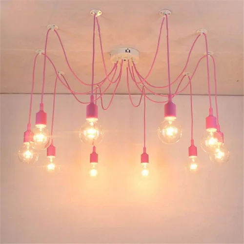 Miniatura 16 de Luces colgantes de 10 vías para bricolaje, lámpara colgante de techo ajustable de altura Candelabro de araña de 10 brazos Lámpara colgante
