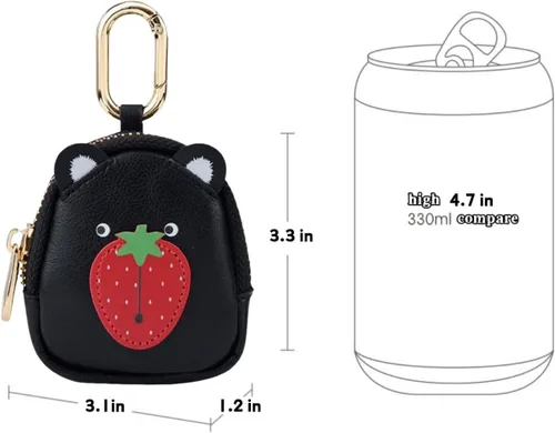 Miniatura 4 de Funda de piel sintética para AirPods, funda pequeña de transporte para auriculares, llaves, tarjeta de acceso, Airtag, monedas, mini mochila