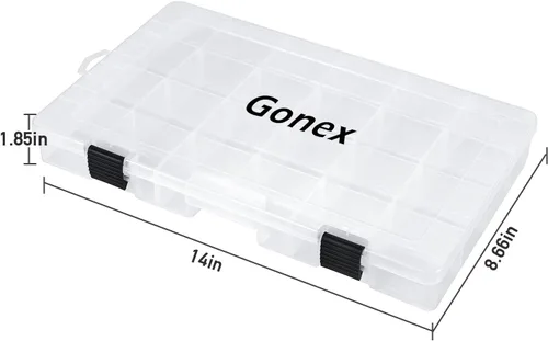 Miniatura 2 de Gonex Cajas de aparejos de pesca, bandejas de aparejos 3600 3700 con divisores ajustables, organizador de caja de aparejos de plástico transparente