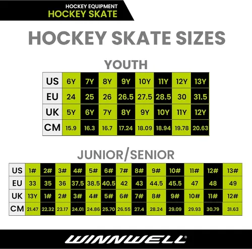 Miniatura 3 de Winnwell Patines de hockey sobre hielo AMP300 Tallas de patinaje para personas mayores, jóvenes, jóvenes Chicos, niñas, jóvenes, hombres