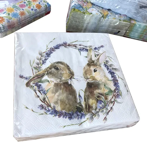 Miniatura 6 de Servilletas de conejito de 20 unidades – Lindas servilletas de cóctel tamaño cena y almuerzo – Papel para Decoupage y estilo vintage