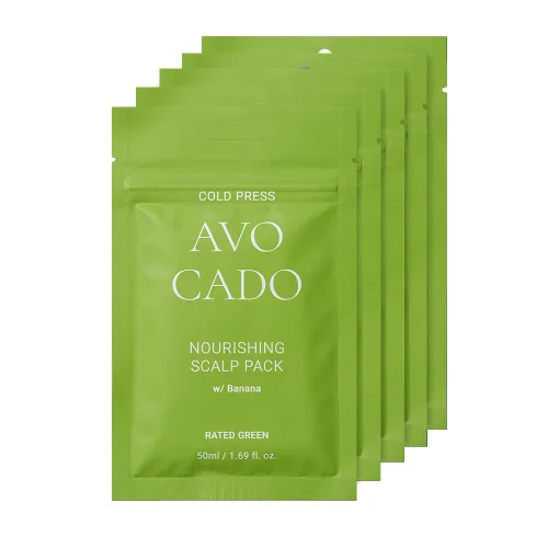 RATED GREEN Paquete Nutritivo para el Cuero Cabelludo de Café Frío de Aguacate con Plátano, 1.69 Fl. Oz. Mascarilla Hidratante y Acondicionadora