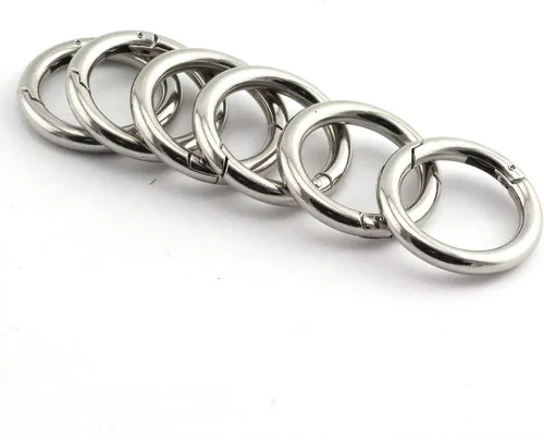 6 ganchos redondos de resorte de 1.378 in, accesorios de bricolaje para bolso de mano, correa de hombro, llaveros, hebilla, círculo de aleación de