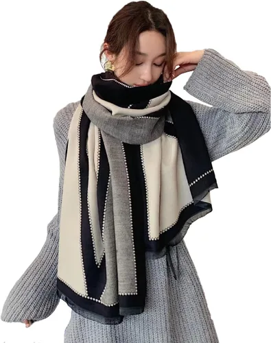Miniatura 16 de iCuviy Bufanda grande de moda para invierno, chales y envolturas para mujer, extra suave, sensación de cachemira, bufandas frías para mujer