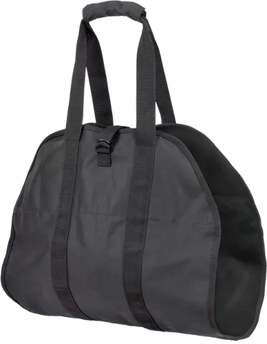 ShelterLogic Soporte para leña y bolsa de transporte para leña repelente al agua de extremo abierto de 20 pulgadas, color negro