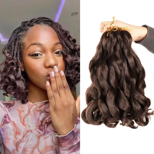 Miniatura 12 de WIPPORYA Cabello Rizado Francés para Trenzar de 24 Pulgadas, 6 Paquetes de Cabello Ondulado Suelto Elástico para Crochet Pre-Estirado 3.53