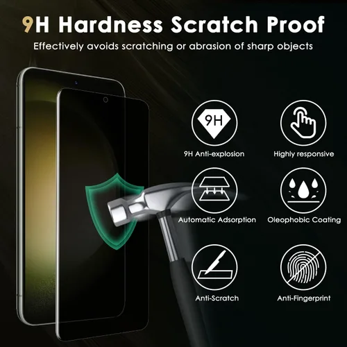 Miniatura 3 de Protector de pantalla de privacidad de vidrio templado para Samsung Galaxy S23 de 6.1 pulgadas, compatible con huellas dactilares, resistente a