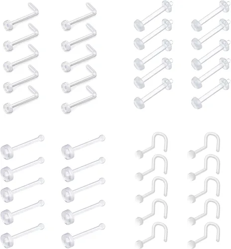 Miniatura 3 de D.Bella 14G 16G 18G 20G Clear Flexible Bioplast Retenedor Ombligo Piercing Piercing Ceja Lengua Pezón Barbell Nariz Labret Stud