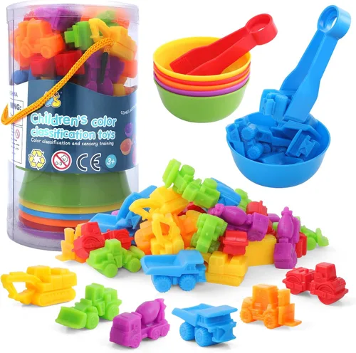 RAEQKS Juguetes de clasificación de conteo, juegos de apilamiento a juego con tazones, actividades sensoriales de aprendizaje preescolar, juguetes
