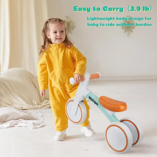 Miniatura 8 de welspo Bicicletas de equilibrio para bebés de 1 año para niños y niñas de 12 a 24 meses, primera bicicleta, andador infantil, sin pedales, 3 ruedas