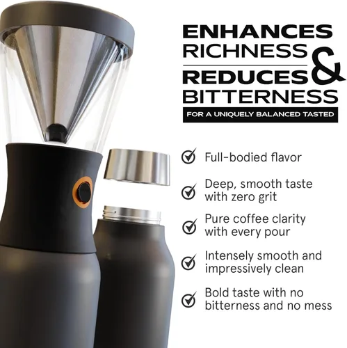 Miniatura 6 de asobu Cafetera de preparación fría, galardonada cafetera aislada de 40 onzas con jarra portátil de acero inoxidable – Ganadora número 1 del festival