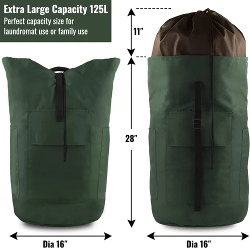 Miniatura 2 de JOINPRO Bolsa de lavandería con mochila, bolsas de lavandería de viaje extra grandes de 125L con correas de hombro, diseño ajustable y extensible