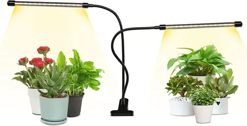 Miniatura 20 de iPower Luz LED de crecimiento con espectro completo para plantas de interior, cuello de cisne ajustable, 5 niveles regulables, 3 modos de Blanco