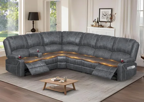 Miniatura 46 de Yolsali Sofá reclinable, sofá reclinable manual de 3 plazas con cojín de 2 niveles, sofás reclinables para sala de estar con consola removible