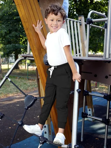 Miniatura 12 de Resinta Paquete de 3 pantalones deportivos de algodón para niños pequeños, pantalones deportivos con bolsillo, ropa de entrenamiento