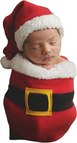Ropa de Navidad para recién nacido, accesorios para sesión de fotos, ropa de ganchillo, pantalones de sombrero rojo de Papá Noel, accesorios de Rojo