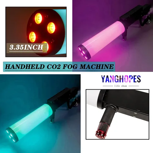 Miniatura 2 de Máquina de humo de mano de CO2 máquina de niebla con luces RGB, máquina de chorro de cañón, equipo de efecto de escenario, tubo de 3.35 pulgadas