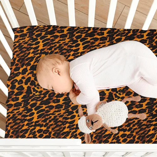 Miniatura 8 de Sábanas ajustables para cuna, estampado de animales, diseño de leopardo, para niño y niña, para colchón de niños pequeños, sábana de juego 21216604