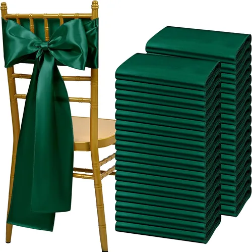 Miniatura 14 de Showgeous 60 cintas decorativas de satén negro para silla, lazos para decoración de banquetes, fiestas, baby shower, eventos (7 x 108 pulgadas)