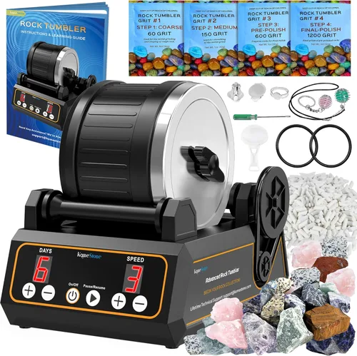 Miniatura 10 de KomeStone K1 Pro - Vaso de roca sin escobillas – Pulidor de rocas giratorio silencioso de 2.5 libras para aficionados y coleccionistas con motor