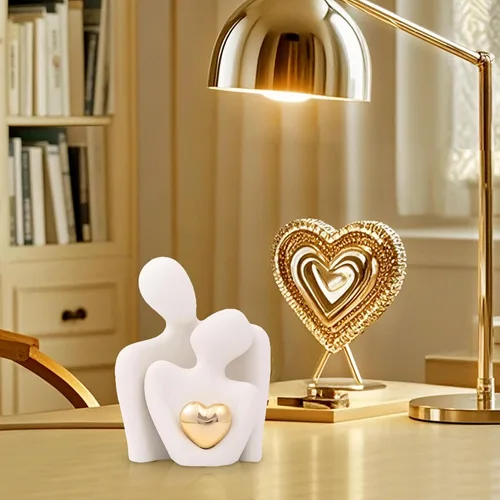 Miniatura 3 de Decoración para el Hogar para Parejas, Mini Estatua de Cerámica en Pareja para Estante de Tv, Decoración de Dormitorio Estatua de Amor en Pareja