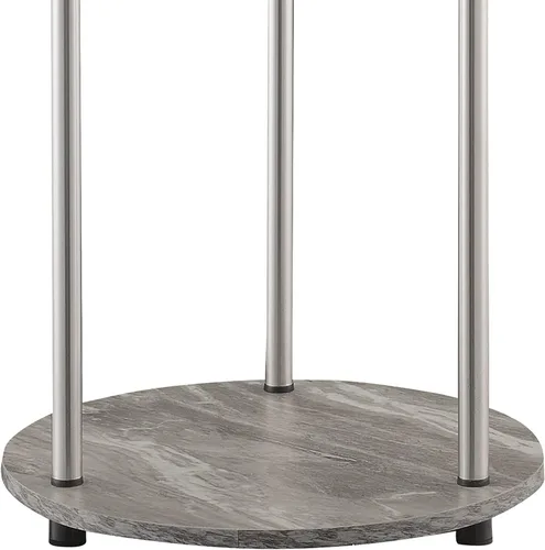 Miniatura 4 de Convenience Concepts Designs2Go No Tools - Mesa auxiliar redonda de 2 niveles, mármol gris sintético/cromo