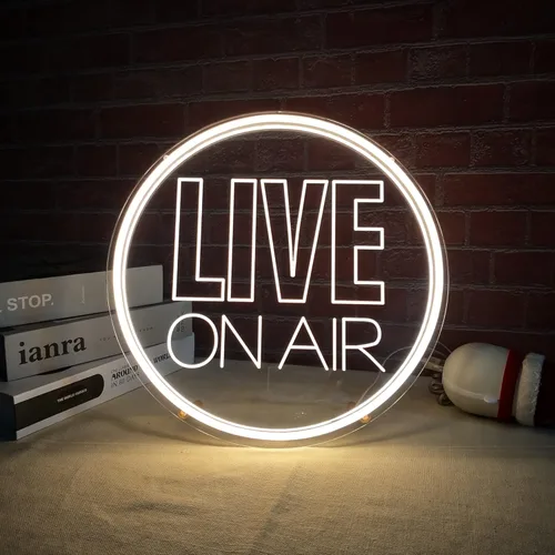 Miniatura 2 de NOXTROND Señal de Luz LED En Vivo En El Aire, Señal de Luz LED En El Aire Alimentada por USB, Señal de Neón En El Aire Atenuable Redonda para Blanco