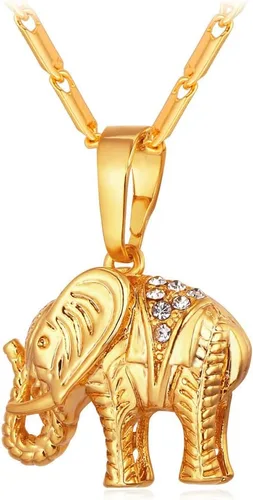 U7 Women Girls Lucky Necklace Stainless Steel 18K Gold Plated Cute DachshundElephantPig Animal Pendant