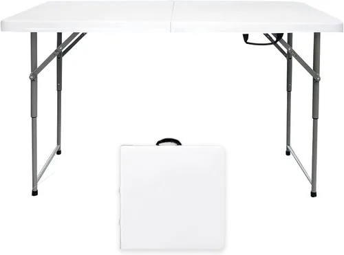 Mesa plegable de 4/6/8 pies, mesa plegable de altura ajustable, escritorio pequeño para interiores y exteriores, mesa de picnic portátil de plástico