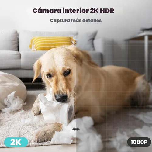 Miniatura 3 de litokam Cámara de seguridad interior 2K, cámaras de 360° para seguridad del hogar en interiores con detección de movimiento, cámara para mascotas