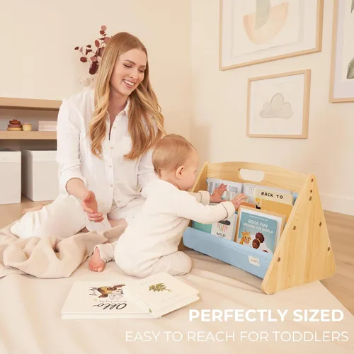 Miniatura 3 de ZICOTO Estantería decorativa de madera con asa para habitaciones de niños, mantiene los libros ordenados y al alcance de los niños pequeños