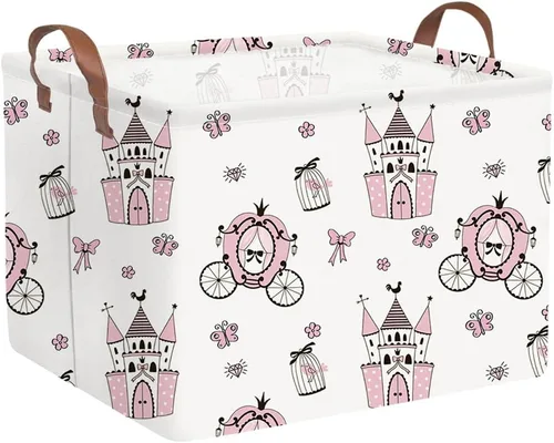Miniatura 53 de FXOLCSHE - Canasta rectangular rosa de alpaca, canasta de lavandería impermeable plegable para guardería, canasta de juguetes para habitación