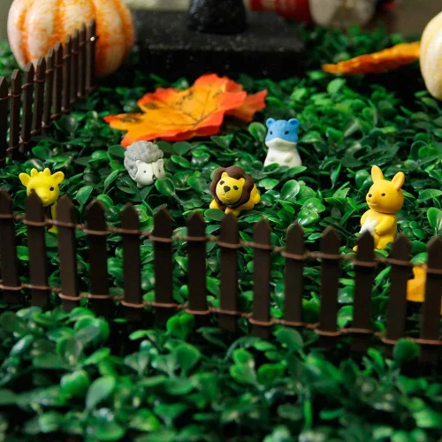 Miniatura 2 de Valla de jardín de hadas en miniatura, mini adorno de valla de estacas de madera DIY (marrón)