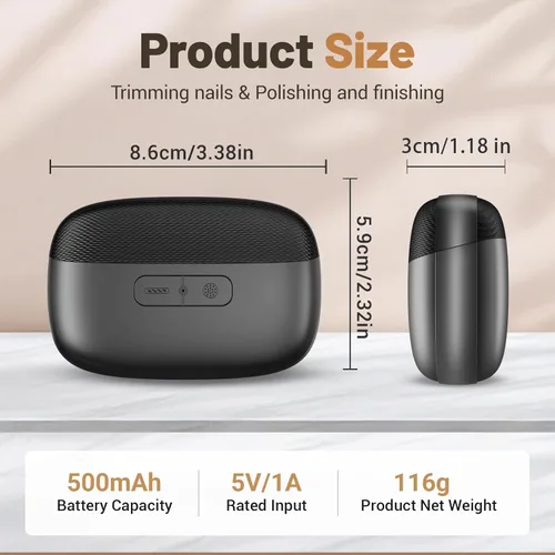 Miniatura 2 de Cortaúñas eléctrico, 3 en 1, pulido eléctrico automático con tapa magnética recargable por USB, cortaúñas inteligente portátil para uñas gruesas