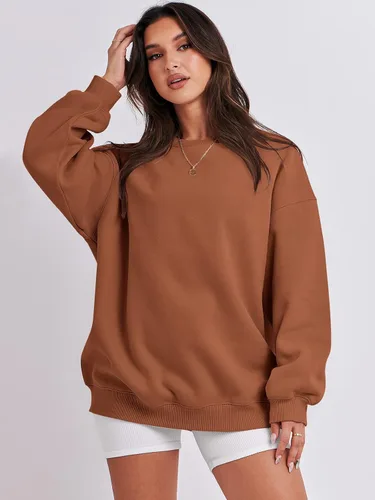 Miniatura 5 de ANRABESS Sudaderas de gran tamaño con capucha para mujer, cuello redondo, sin botones, ropa casual de otoño, ropa de preparación, adolescentes