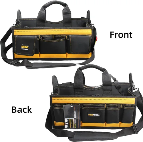 Miniatura 5 de MELOTOUGH Bolsa de herramientas para electricista con correa de hombro de 17 pulgadas, bolsa de herramientas HAVC, portador de herramientas superior