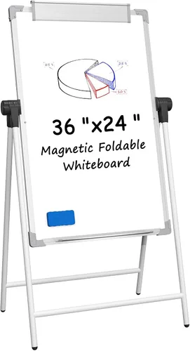 Miniatura 8 de MaxGear Pizarra blanca grande con soporte, 36 x 24 pulgadas, caballete grande de doble cara, pizarra blanca con soporte en A, pizarra de borrado