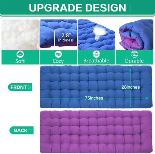 Miniatura 3 de Paquete de 2 catres de camping con colchón, cama cómoda, catre plegable, catres resistentes para dormir con bolsa de transporte para adultos