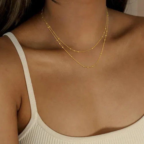Miniatura 3 de Gargantilla de perlas para mujer, delicada cadena de perlas chapada en oro de 14 quilates, joyería de oro simple y moderna, regalo para niñas