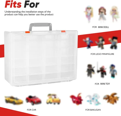 Miniatura 3 de Organizador de juguetes. 72 compartimentos. Caja de almacenamiento de juguetes compatible con autos Hot Wheels, autos Matchbox, mini juguetes