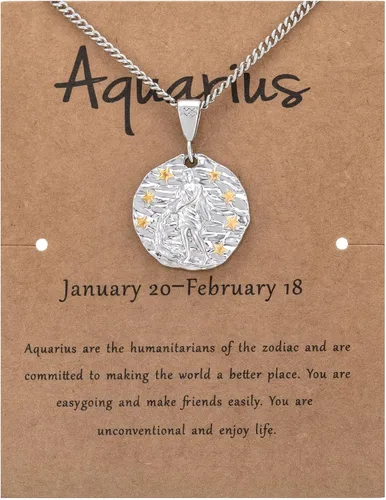Miniatura 2 de Collar del zodiaco para mujeres y hombres, collar del zodiaco con acuario Piscis Aries, Tauro, Géminis, cáncer, Leo, Virgo, Libra, Escorpio