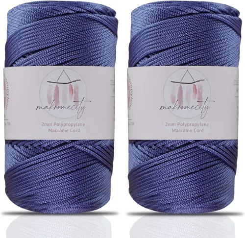 Miniatura 17 de Makromecity, 2 carretes de cordón de macramé de poliéster de 2 mm x 250 yardas (750 pies) de 2 mm de cordón de polipropileno para macramé, ideal