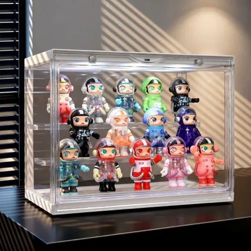 Vitrina LED de acrílico para Funko Pop y coleccionables, escaparate apilable a prueba de polvo con estantes ajustables y puerta magnética, ideal