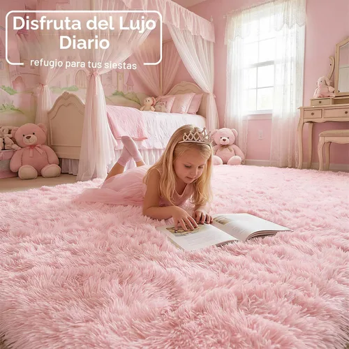 Miniatura 3 de Alfombras de área rosadas para dormitorio de niñas, decoración de sala de estar, alfombra mullida y esponjosa shag de 4x6 para habitación de niños