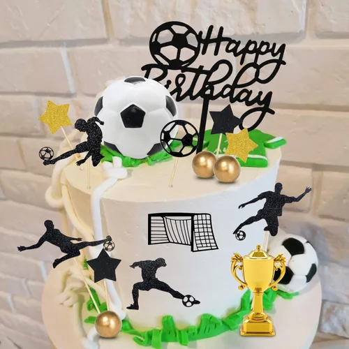 Miniatura 3 de 29 piezas de decoración de pastel de fútbol de cumpleaños decoración de pastel de fútbol jugador de pelota deportiva decoración de pasteles