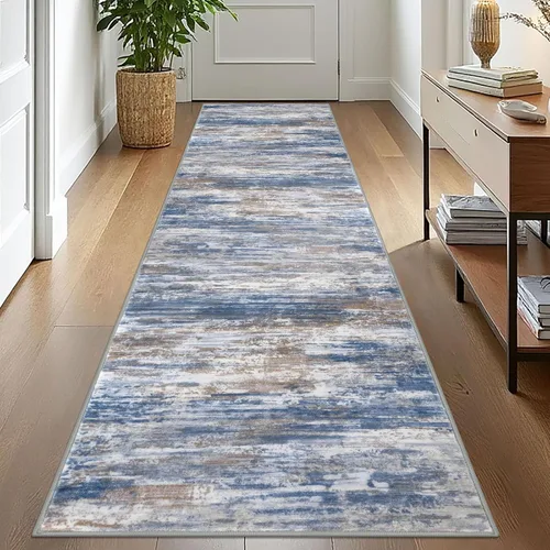 Miniatura 148 de KOZYFLY – Alfombra de pasillo moderna y lavable de diseño abstracto verde, 2 x 5 pies, antideslizante, suave y de pelo corto, ideal para cocina