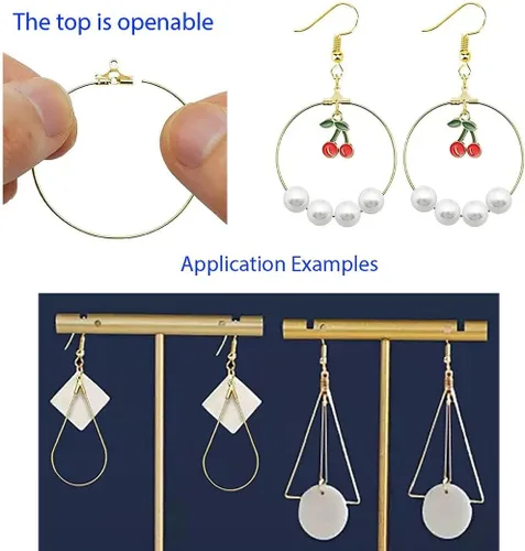Miniatura 3 de 10 piezas Adabele resistentes al deslustre de 1.181 in círculo redondo con cuentas de aro chapado en oro amarillo de 18 quilates para aretes