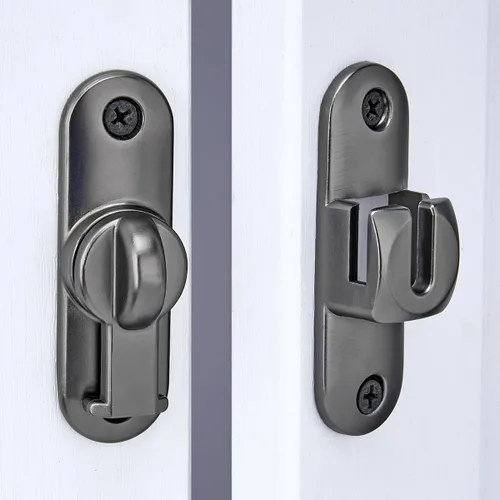 Miniatura 6 de INIRET 2 paquetes de pestillos para puerta de granero, gris, cerradura de portón de 90/180 grados, herrajes de pestillos abatibles de portón