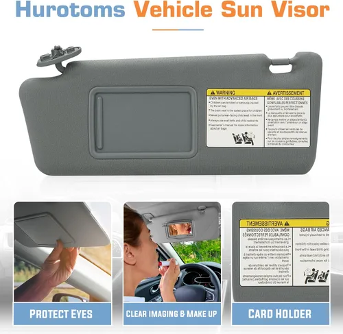 Miniatura 7 de Parasol para el lado izquierdo del conductor y del pasajero derecho gris sin luz para Toyota Tacoma 2005-2015, repuesto